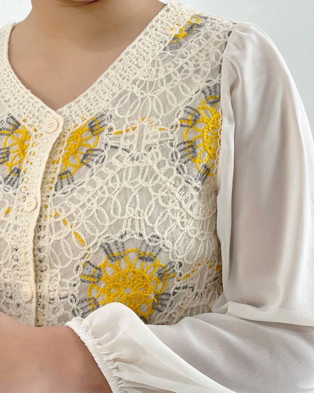 شومیز قلاب بافی دو رنگ کد 4491