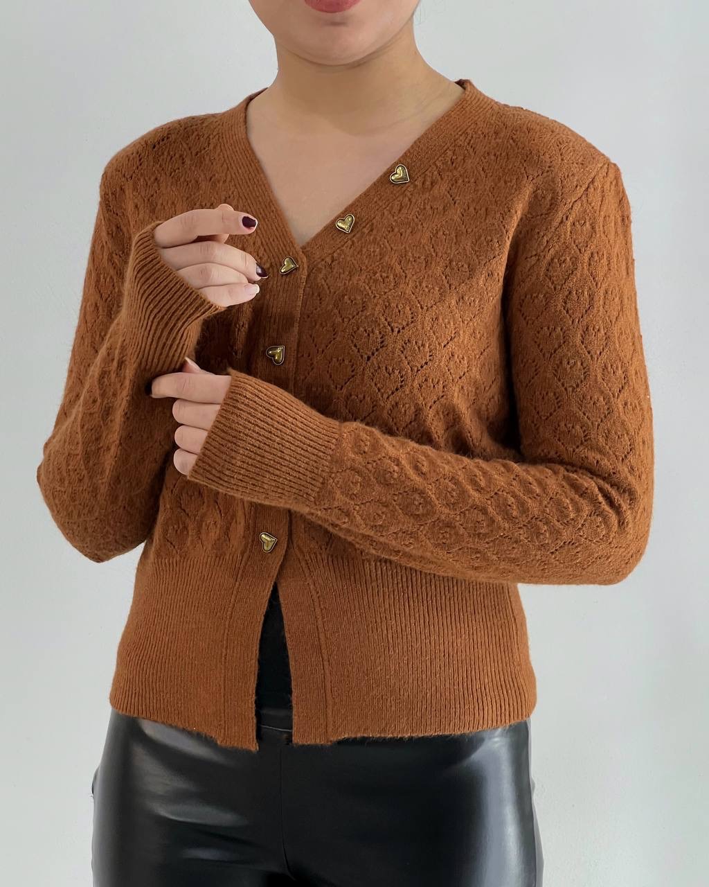 ژاکت بافت طرح برجسته کد 4497