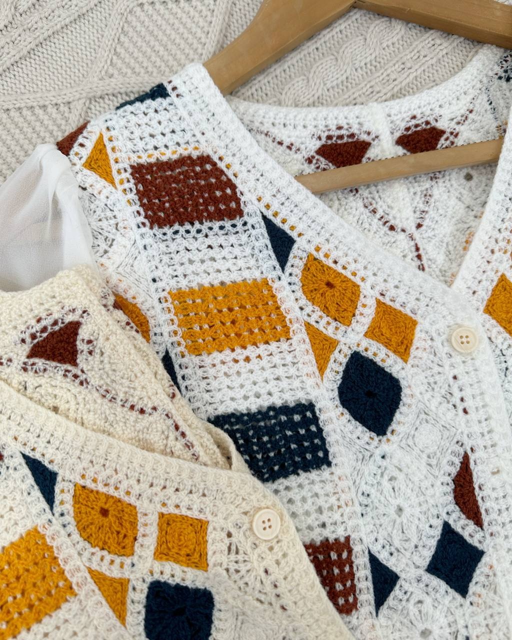 شومیز قلاب بافی آستین حریر کد 4500