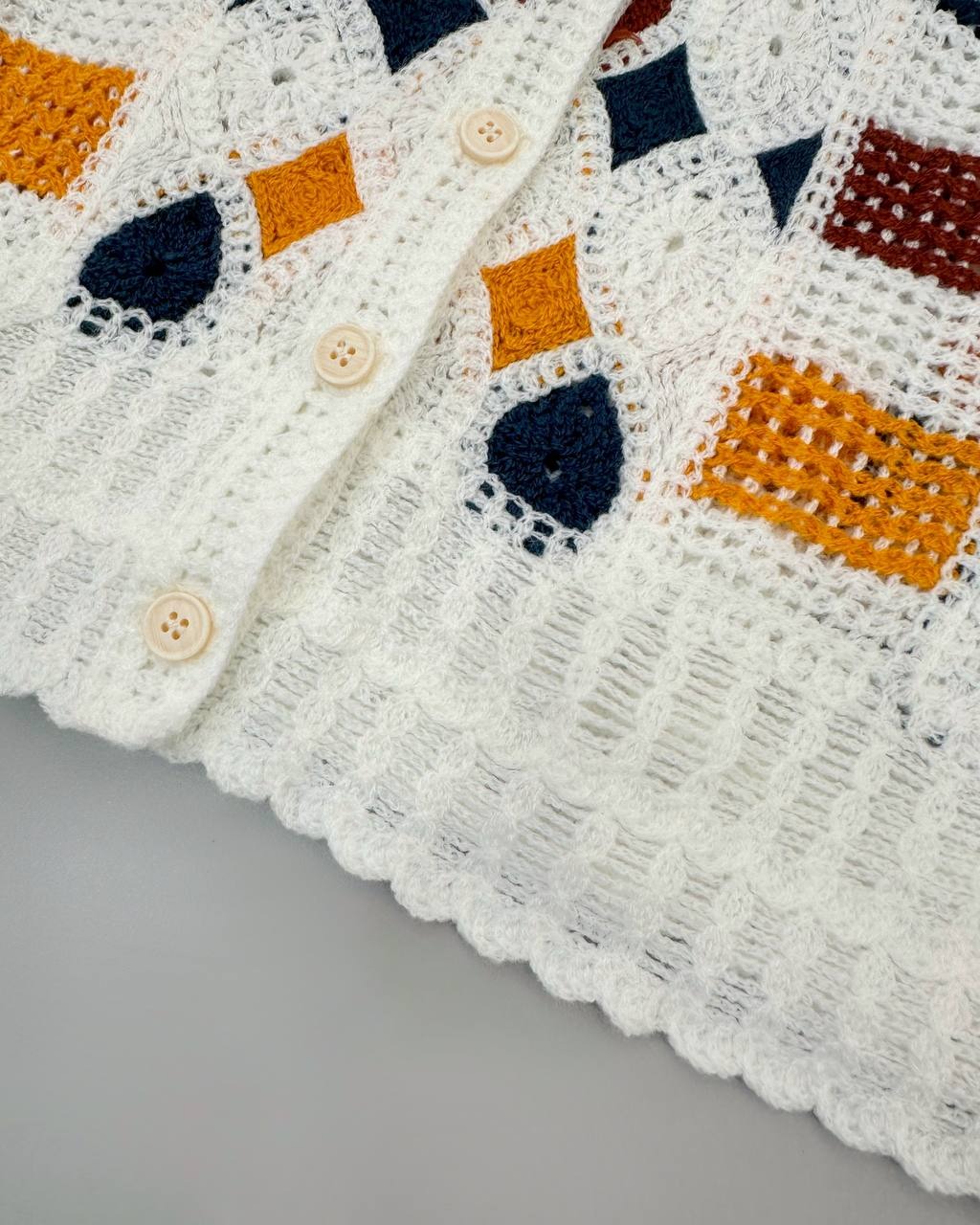 شومیز قلاب بافی آستین حریر کد 4500