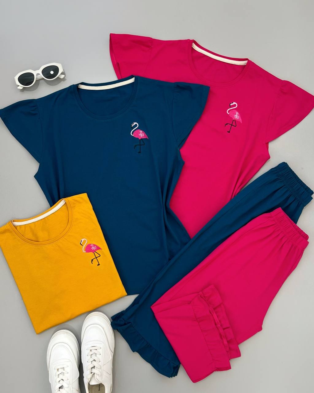 ست بلوز و شلوارک فلامینگو کد 4503