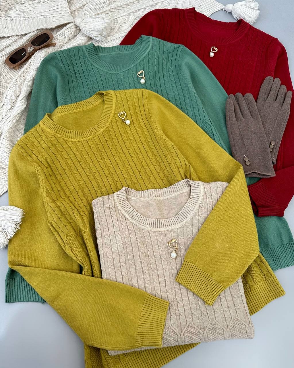 پلیور بافت یقه گرد زنجیری کد 4504