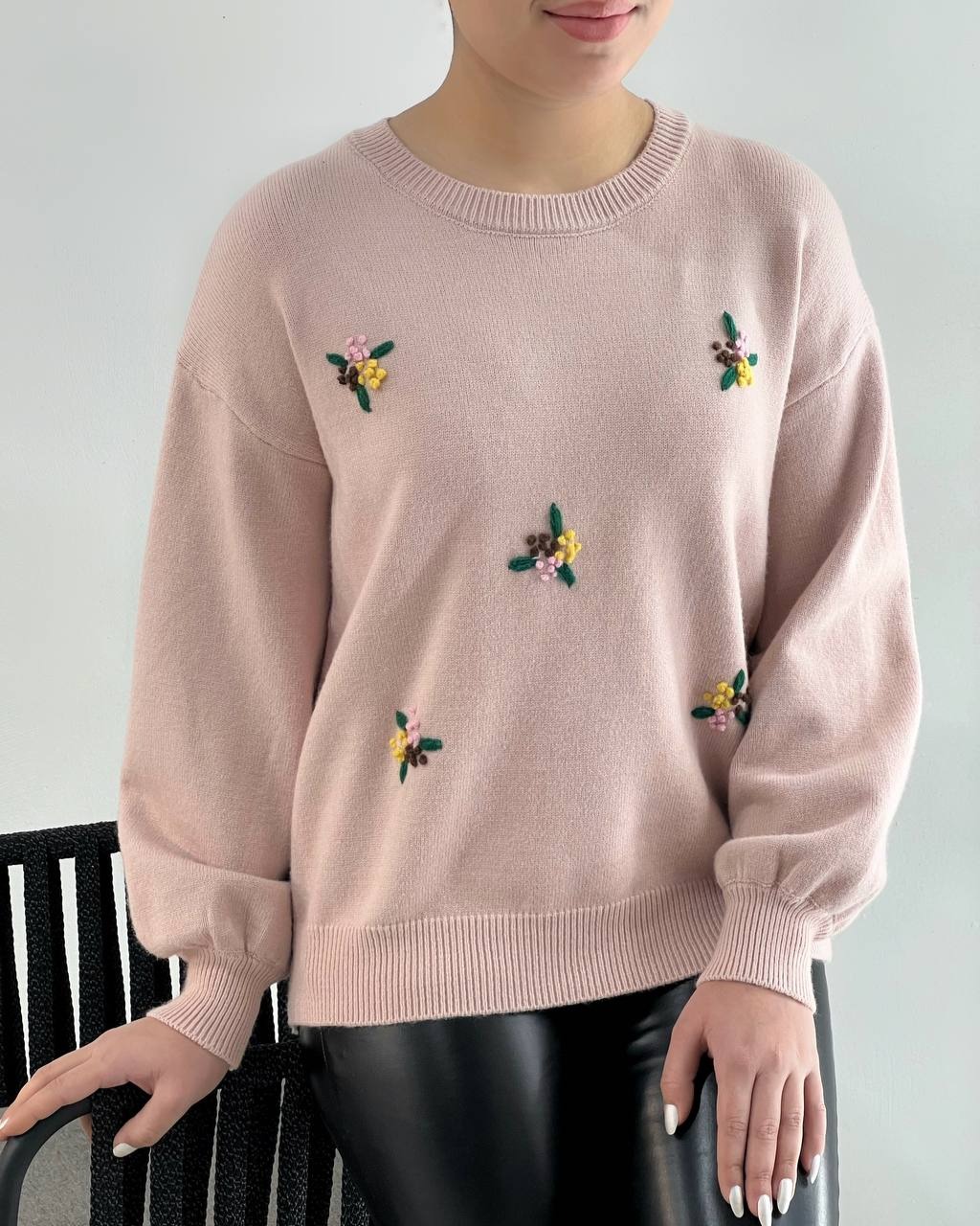 پلیور بافت گلدوزی آستین مچی کد 4517