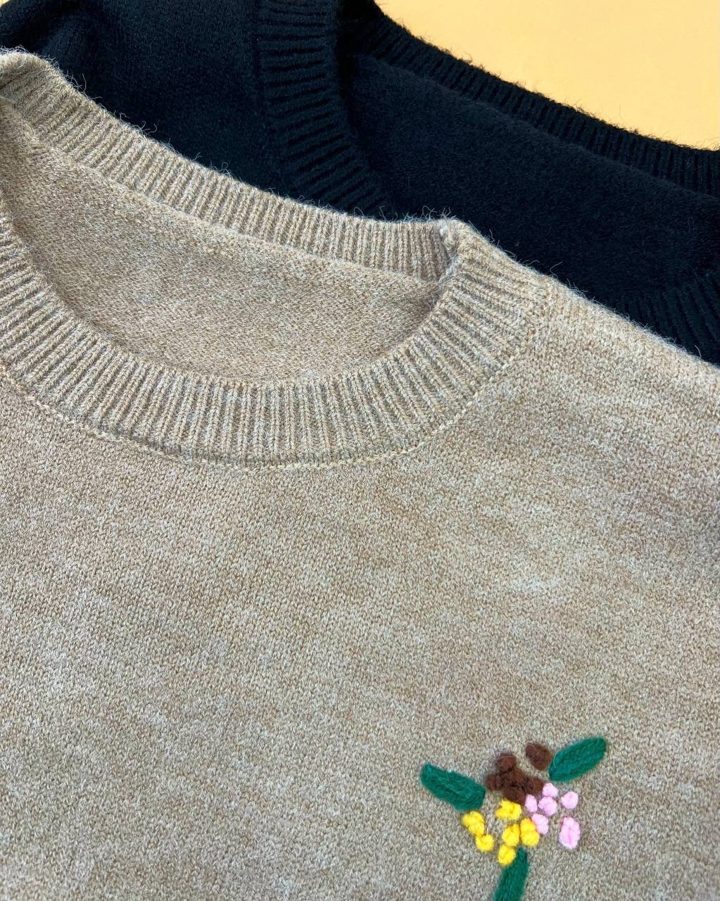 پلیور بافت گلدوزی آستین مچی کد 4517