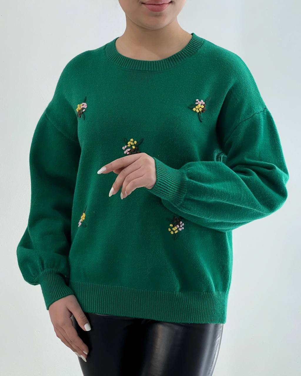 پلیور بافت گلدوزی آستین مچی کد 4517