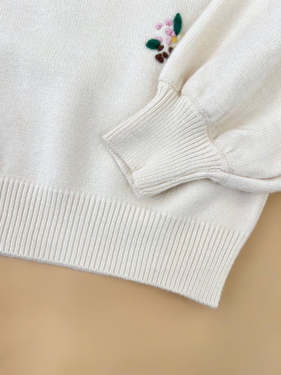 پلیور بافت گلدوزی آستین مچی کد 4517