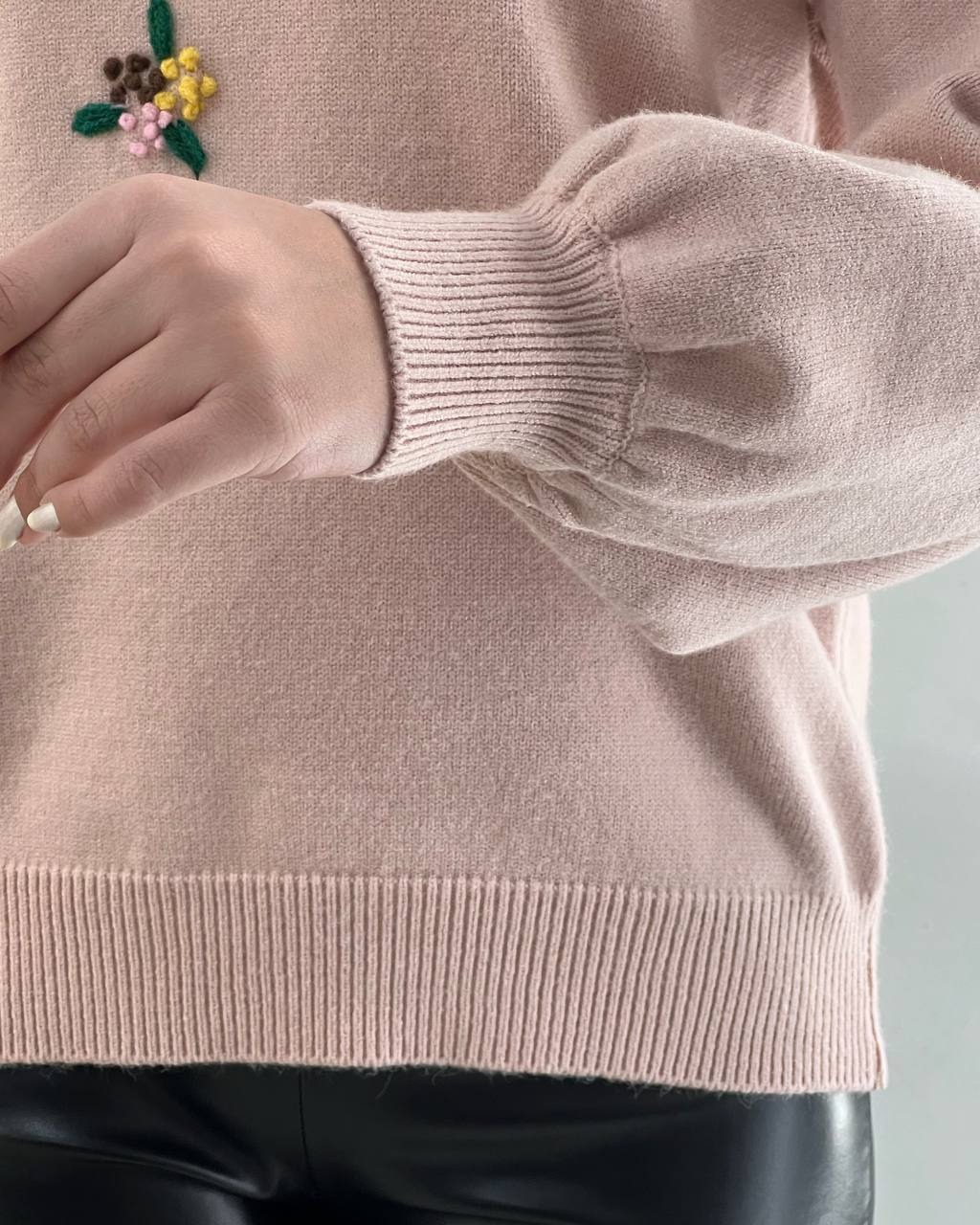 پلیور بافت گلدوزی آستین مچی کد 4517