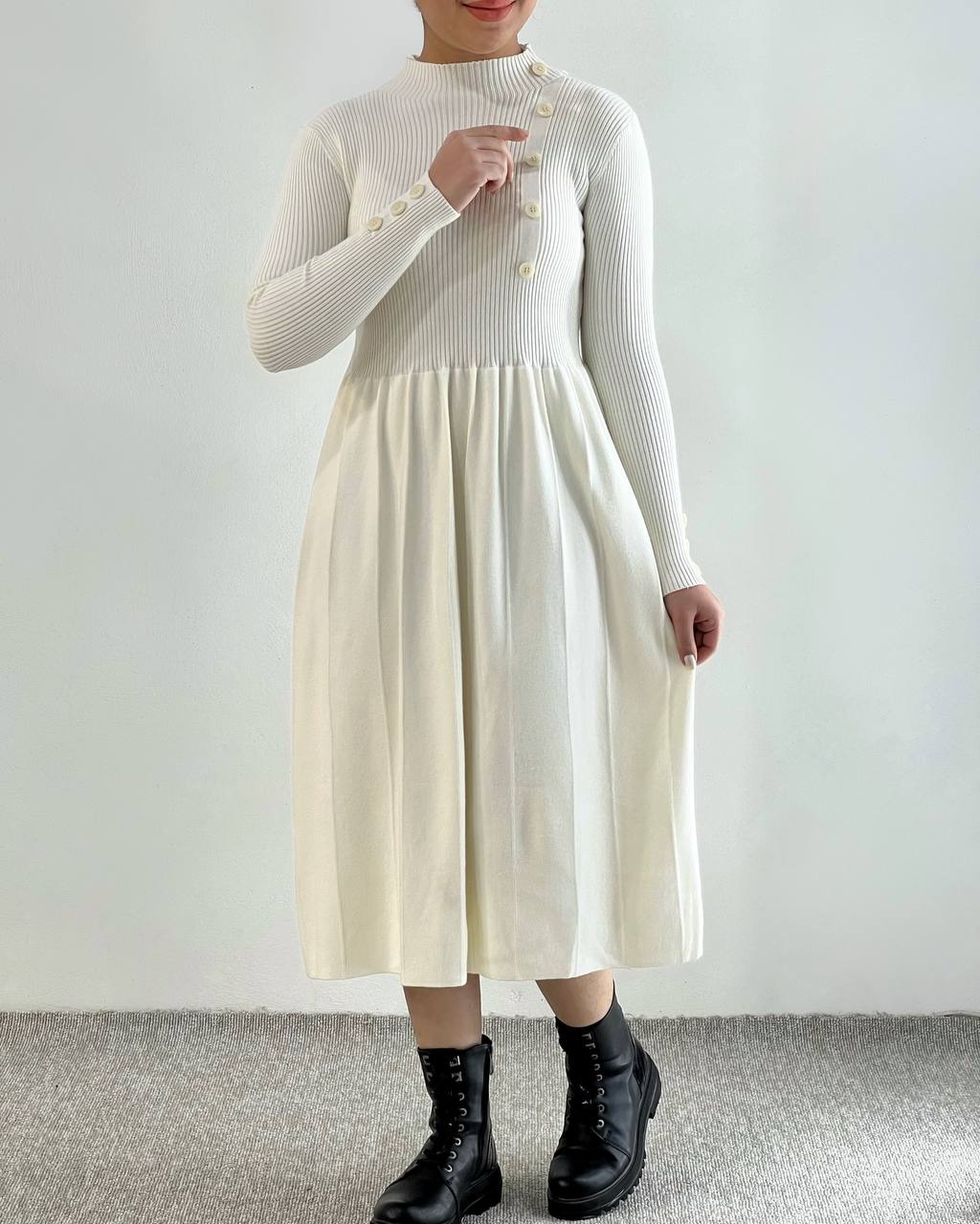 پیراهن بافت بلند دو رنگ کد 4526