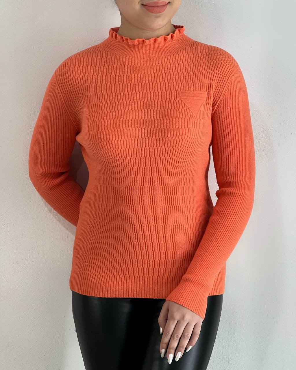 پلیور بافت یقه چین کد 4530
