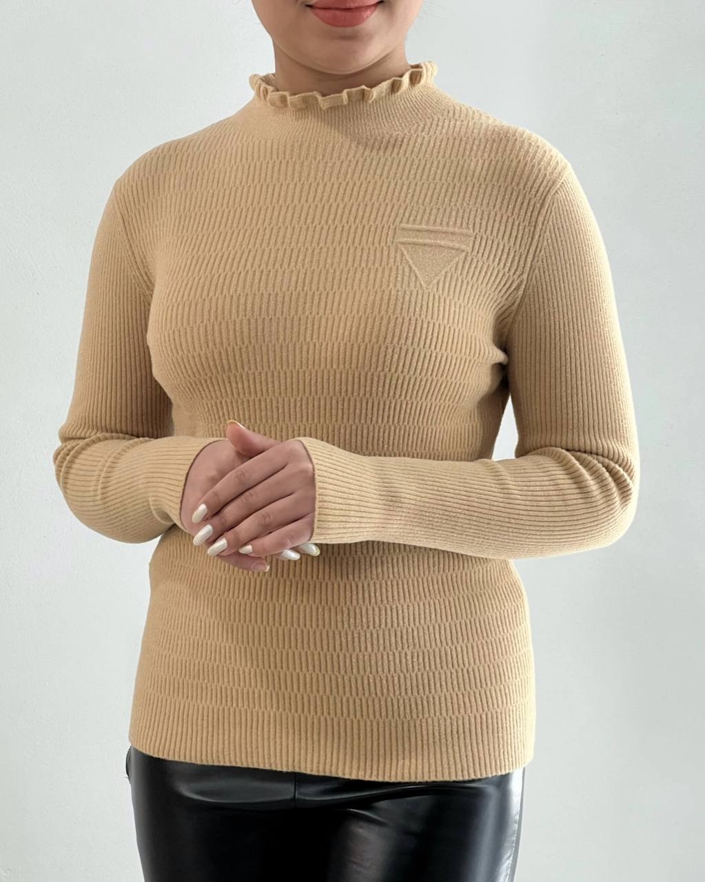 پلیور بافت یقه چین کد 4530