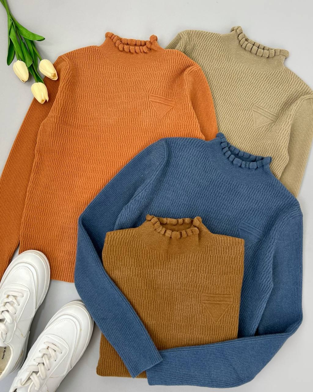 پلیور بافت یقه چین کد 4530