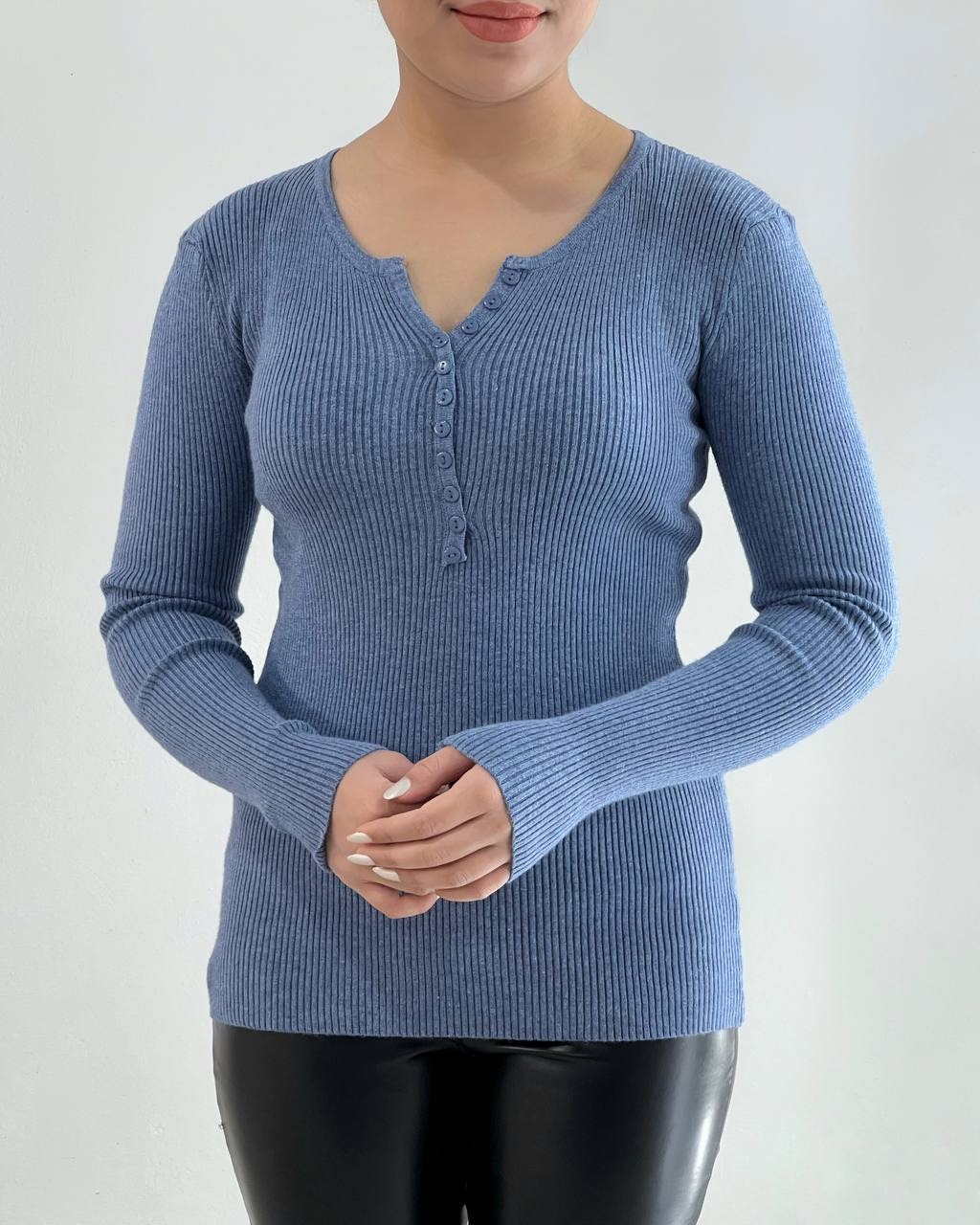 بلوز بافت کبریتی نما دکمه کد 4531