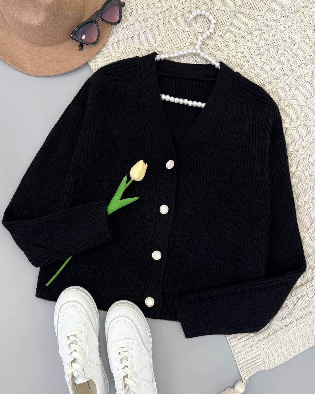 ژاکت بافت مشکی کد 4533