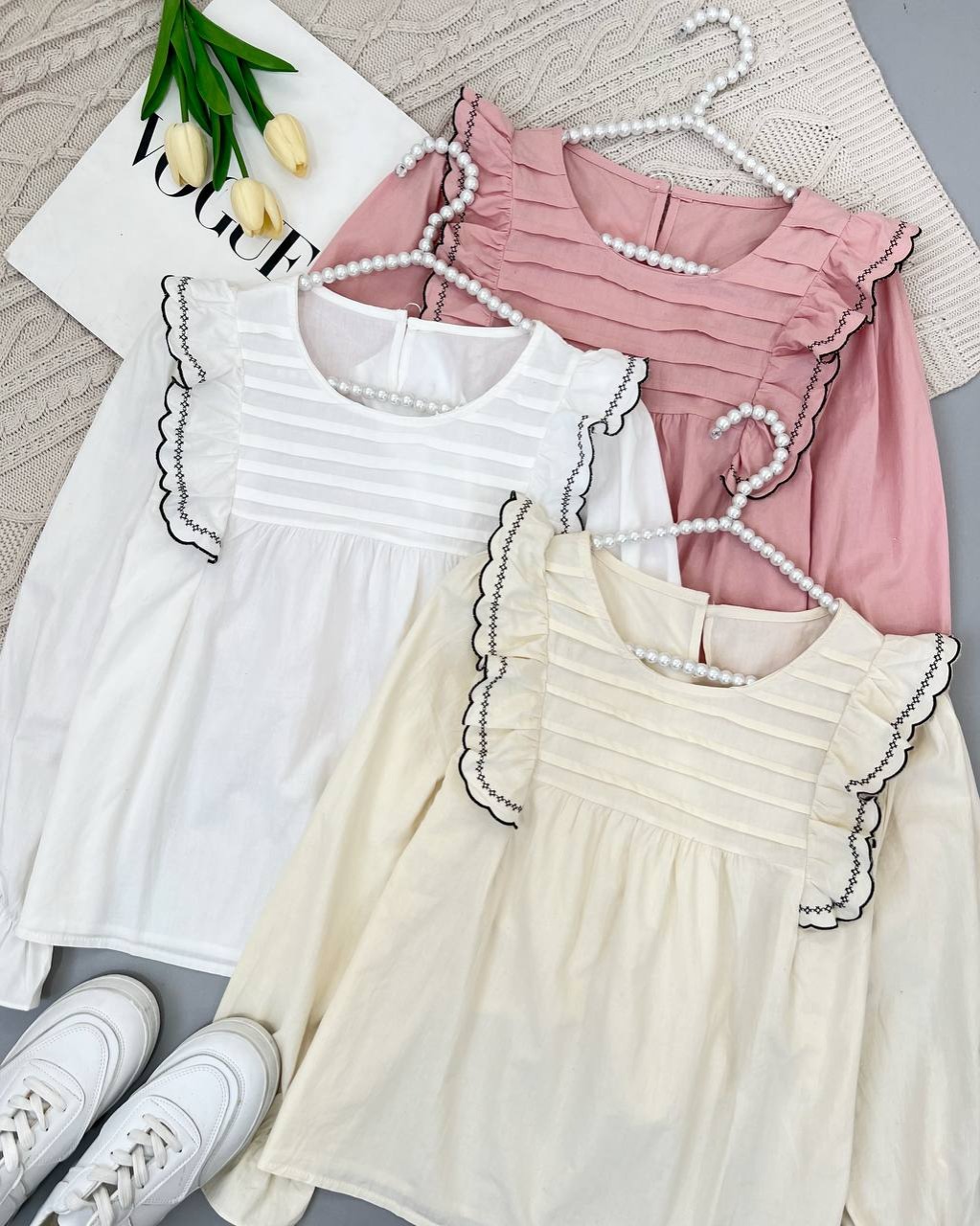 شومیز سرشانه چین کد 4535