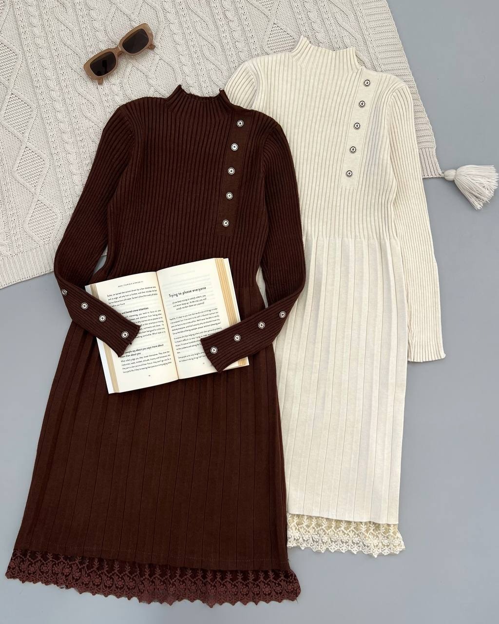 پیراهن بافت لبه خامه دوزی کد 4543