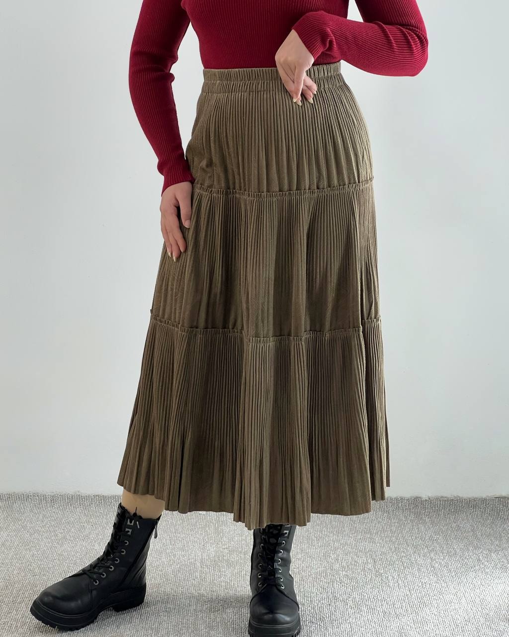 دامن مخمل پلیسه سه چین کد 4547