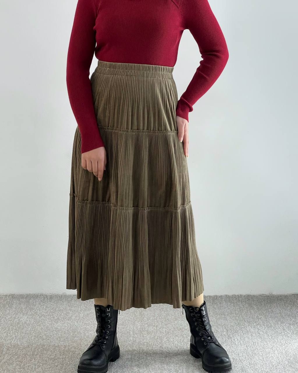 دامن مخمل پلیسه سه چین کد 4547