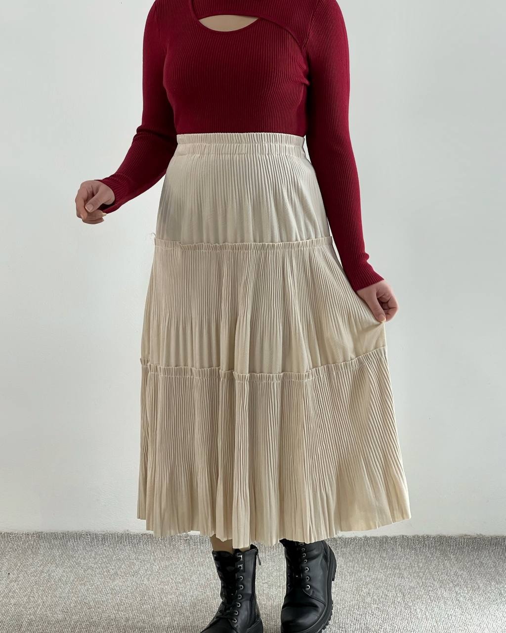 دامن مخمل پلیسه سه چین کد 4547