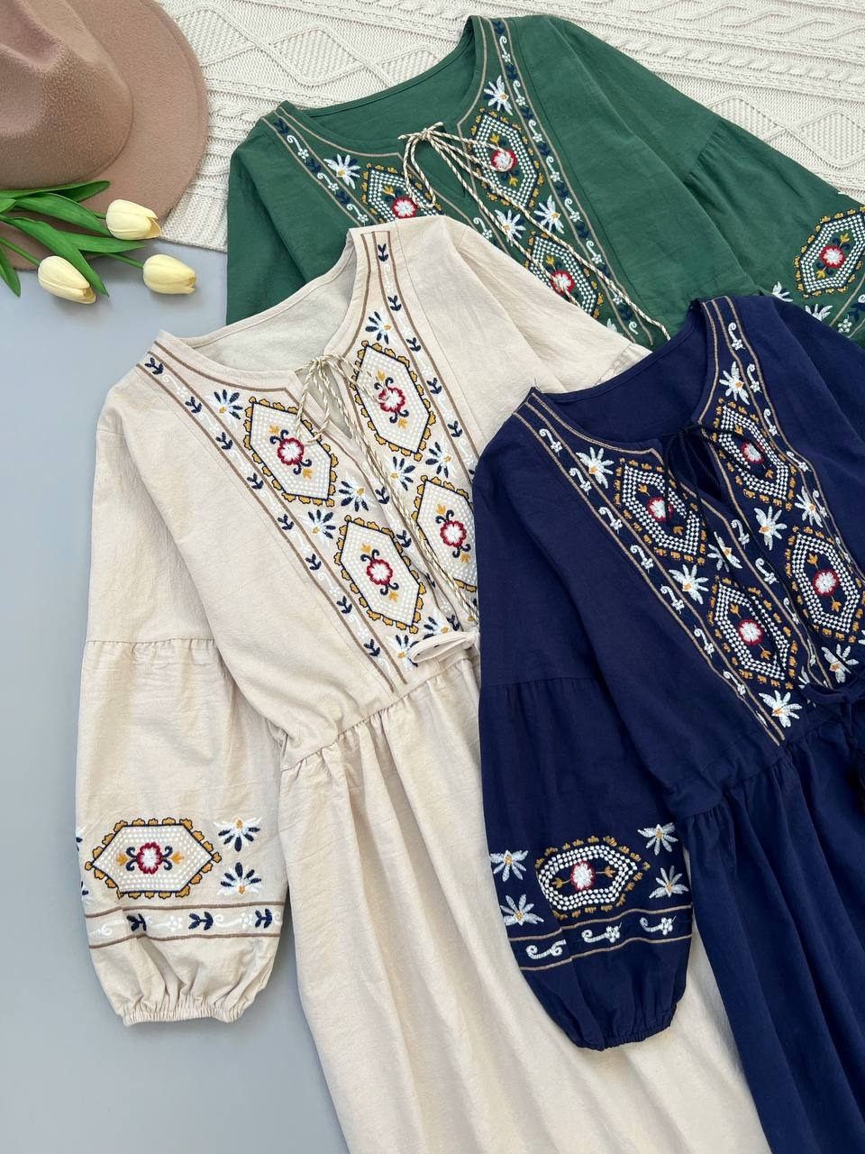 پیراهن کنف گلدوزی کد 4551