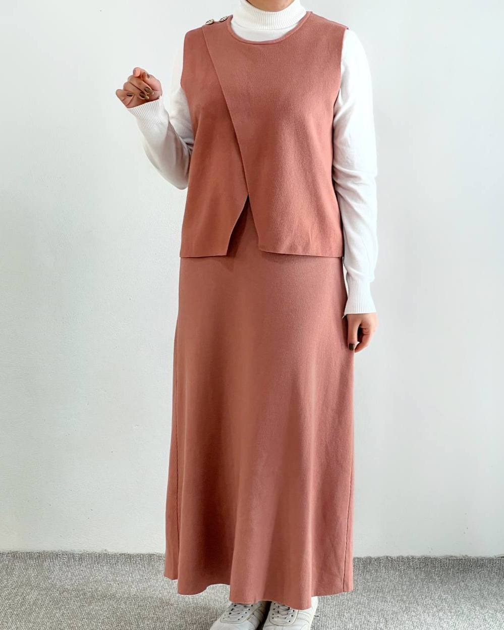 ست جلیقه و دامن بافت کد 4555