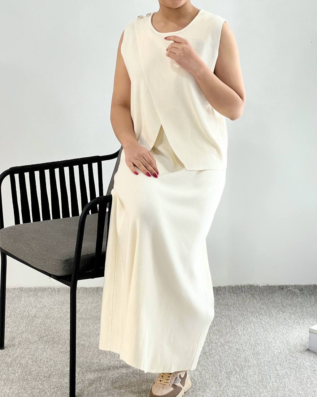 ست جلیقه و دامن بافت کد 4555