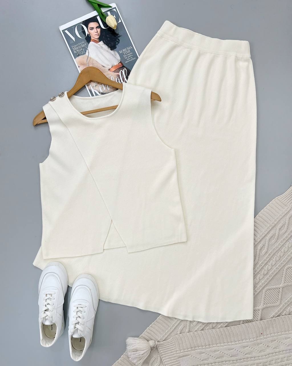 ست جلیقه و دامن بافت کد 4555