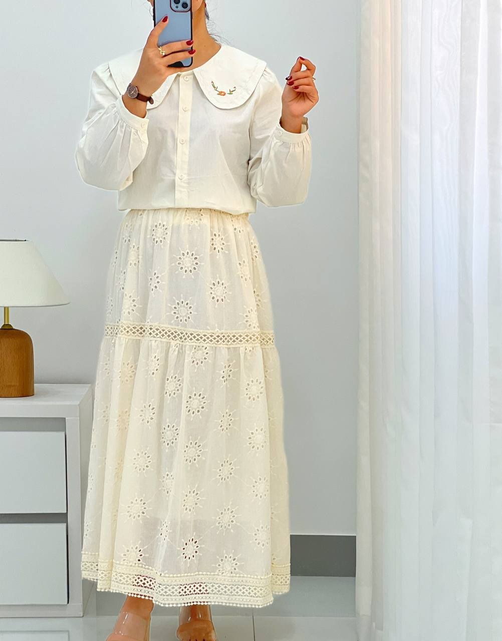 دامن تمام خامه دوزی بلند کد 4556