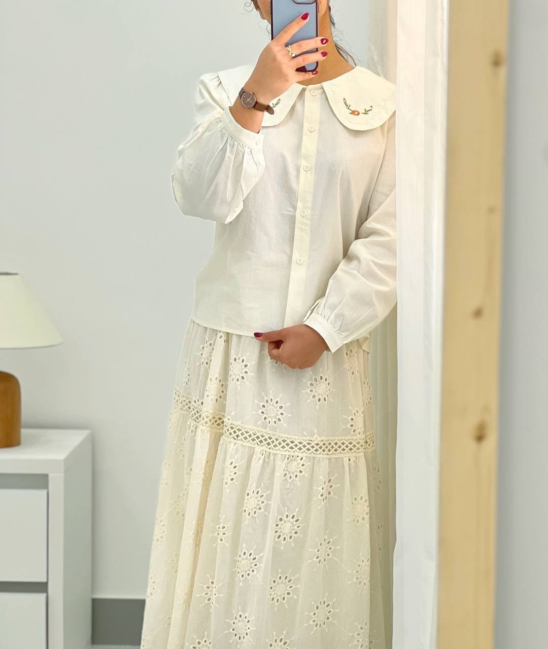 دامن تمام خامه دوزی بلند کد 4556