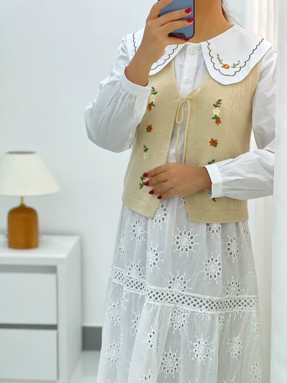 دامن تمام خامه دوزی بلند کد 4556