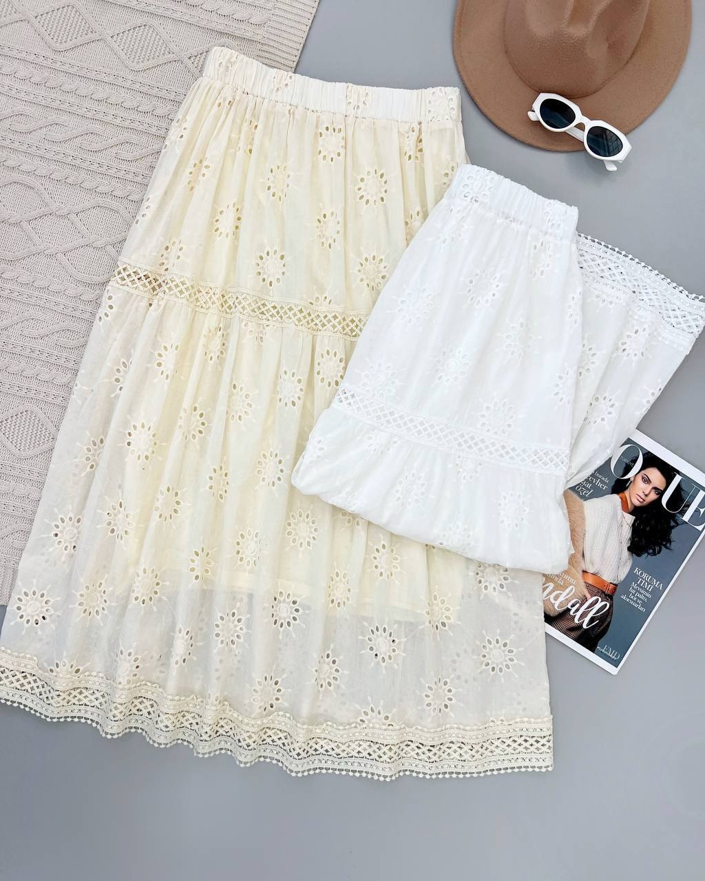 دامن تمام خامه دوزی بلند کد 4556