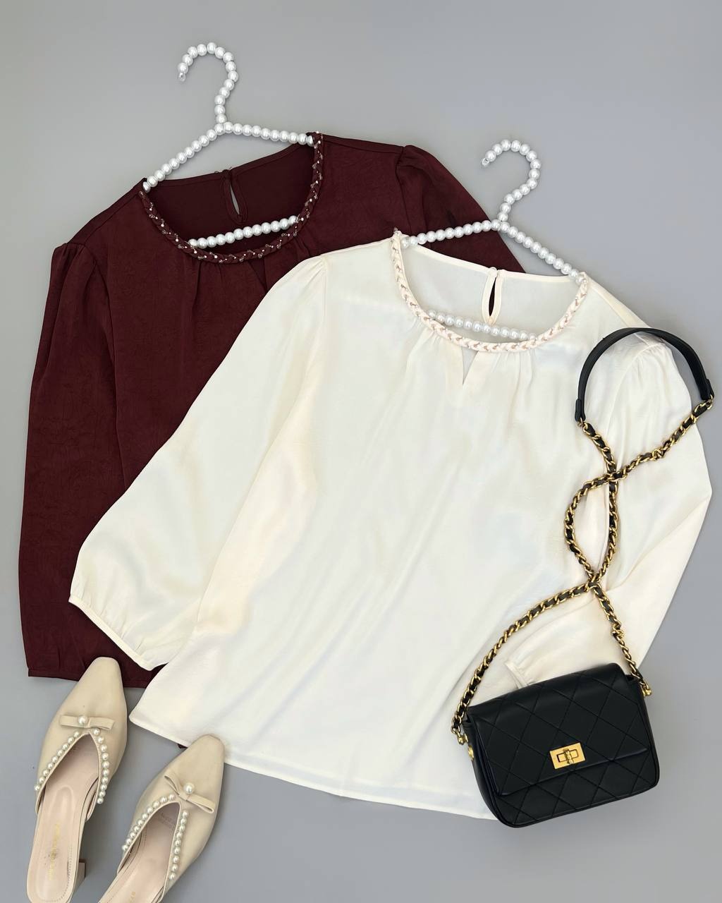 شومیز یقه بافت اورجینال کد 4560