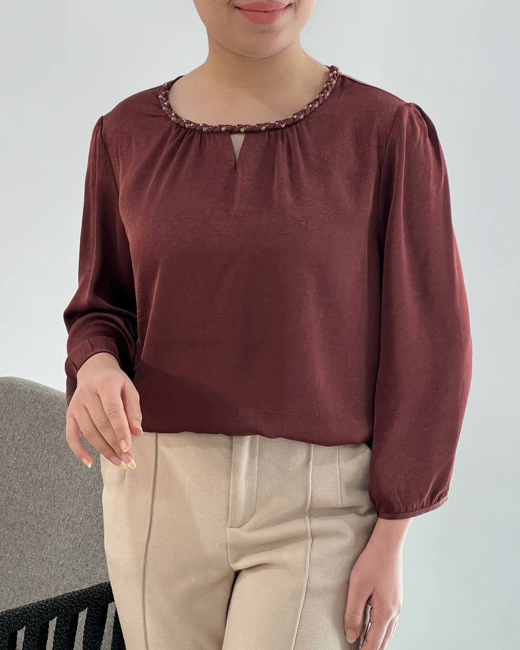 شومیز یقه بافت اورجینال کد 4560