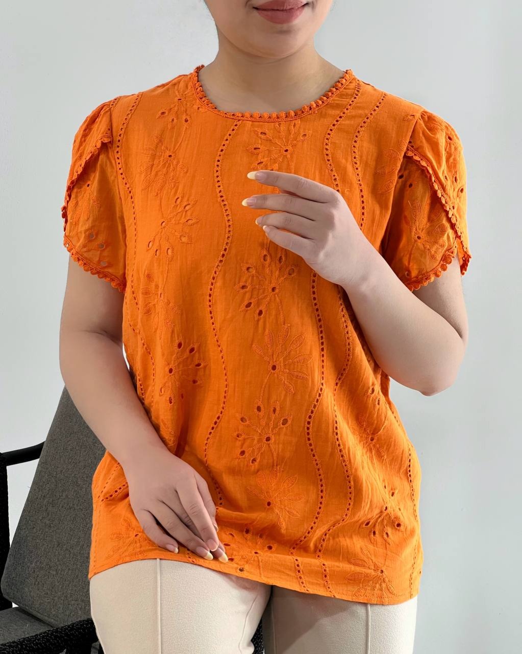 شومیز تمام خامه دوزی رنگی کد 4561