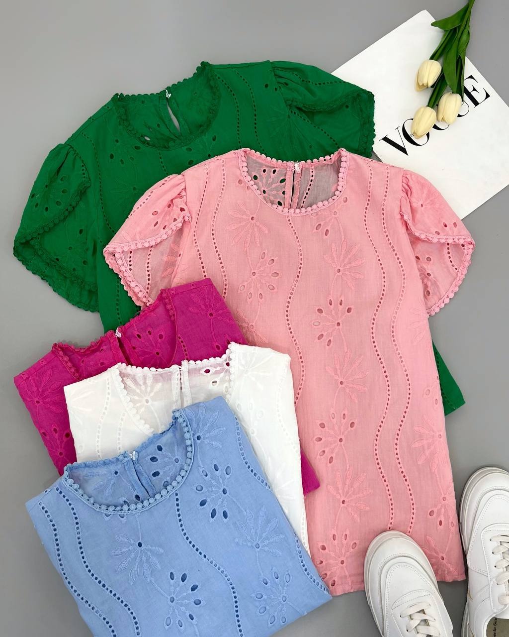 شومیز تمام خامه دوزی رنگی کد 4561