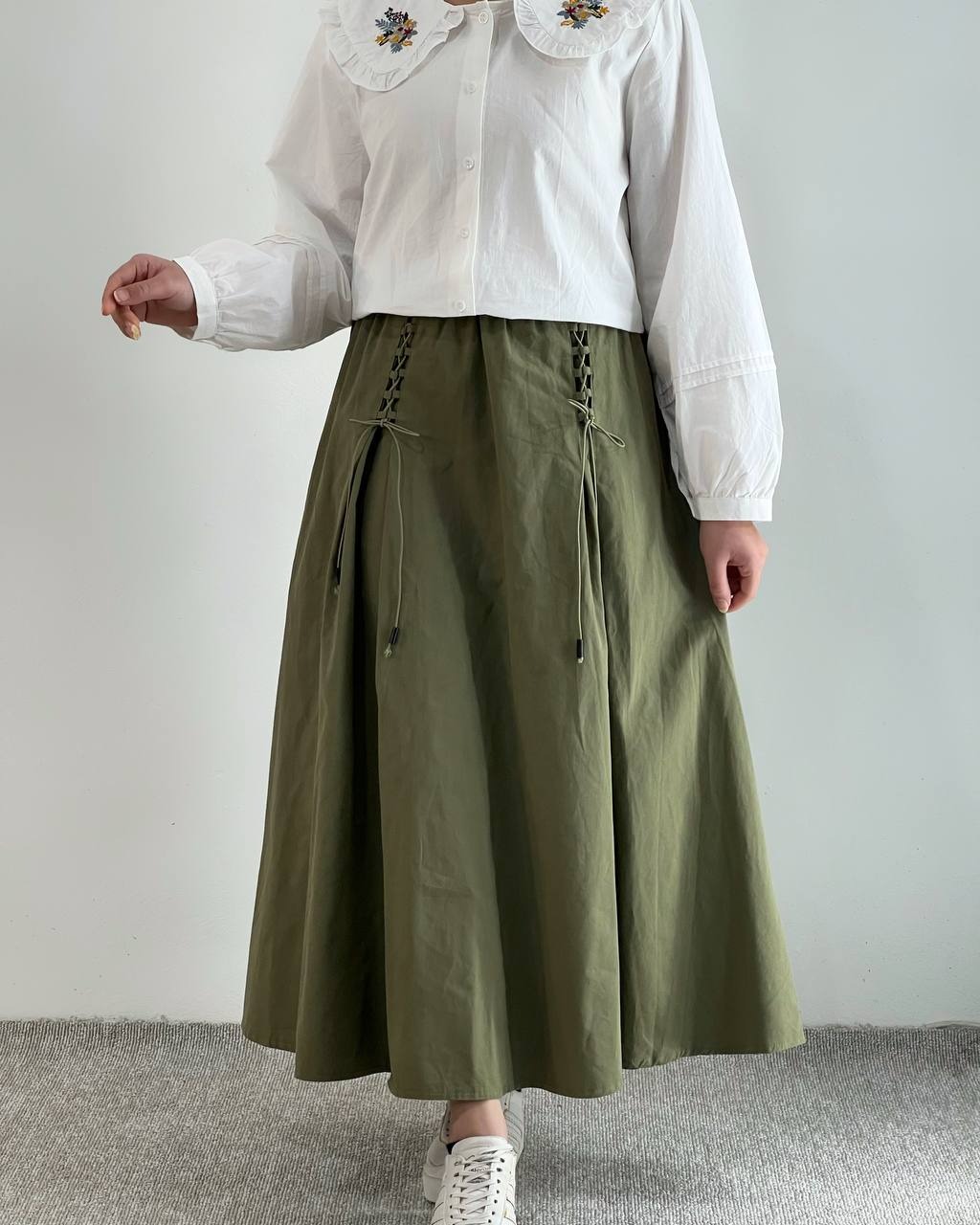 دامن کتان جلو پیلی کد 4566