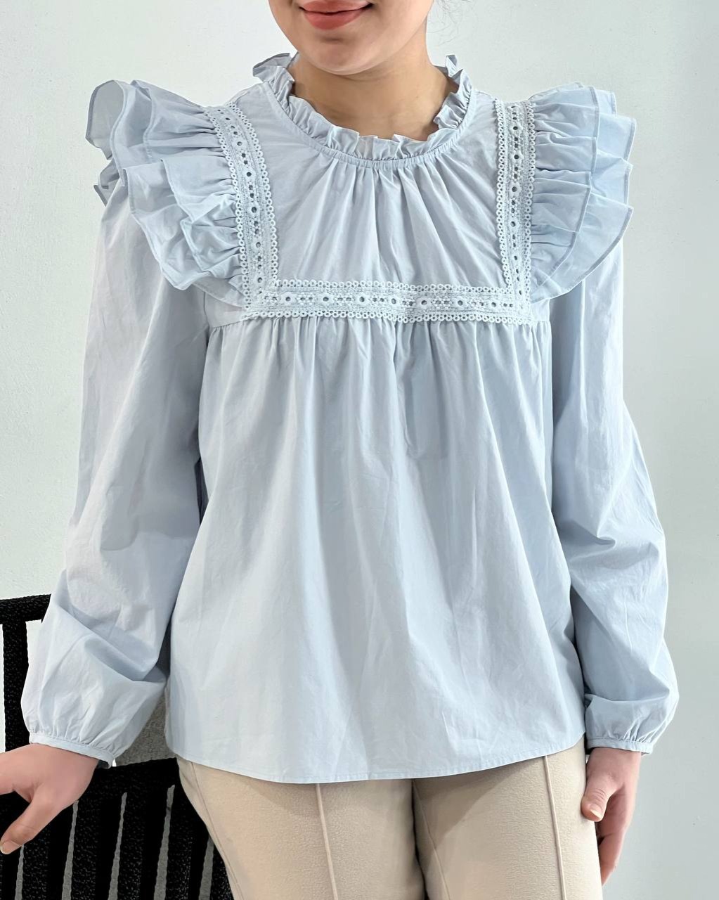 شومیز سرشانه چین عروسکی کد 4567