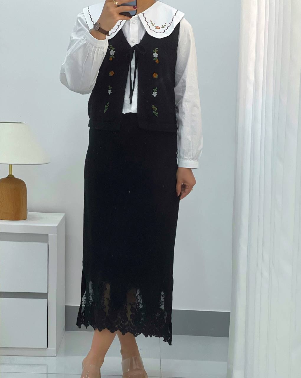 دامن بافت لبه خامه دوزی کد 4513