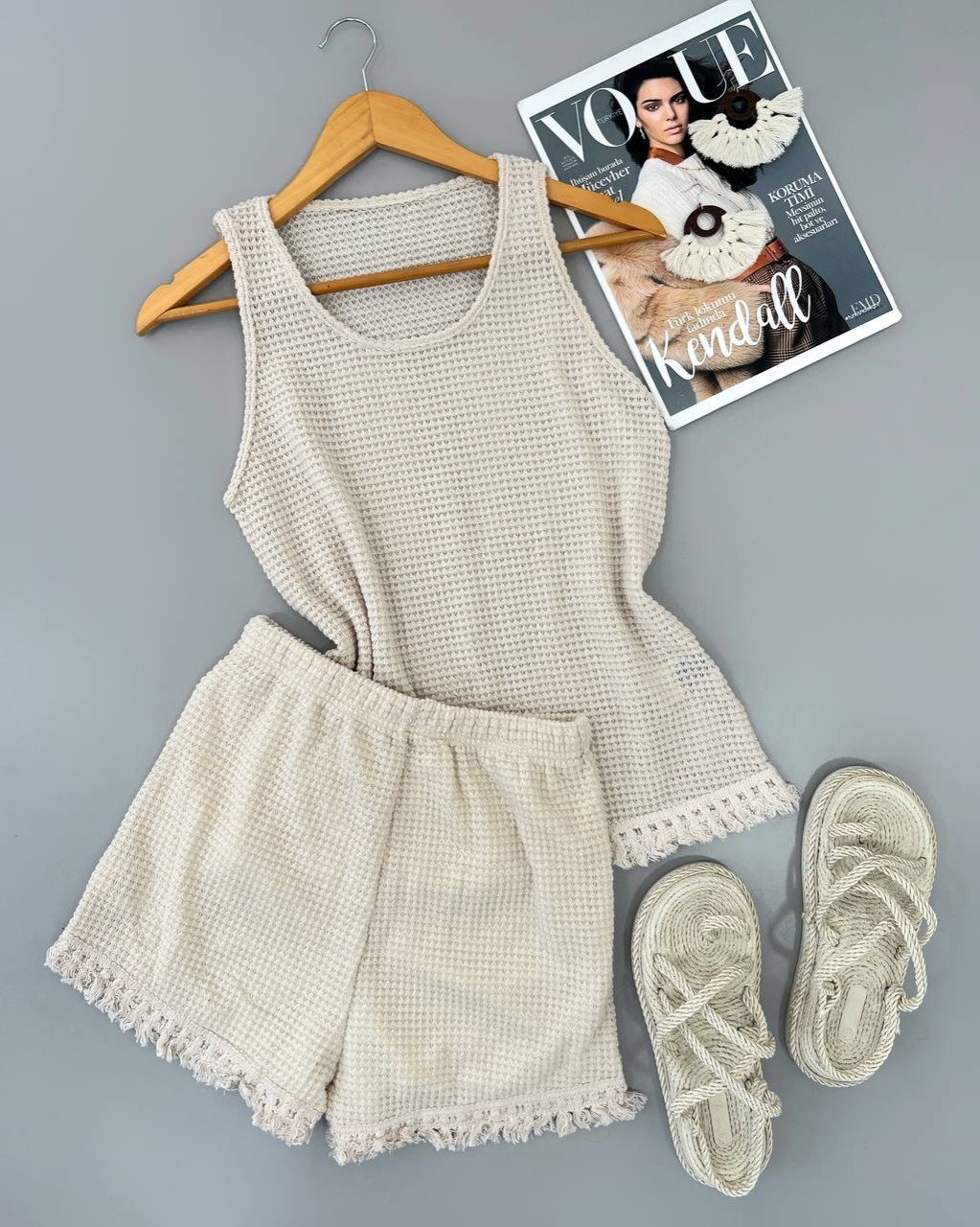 ست تاپ و شلوارک کنف کد 4571