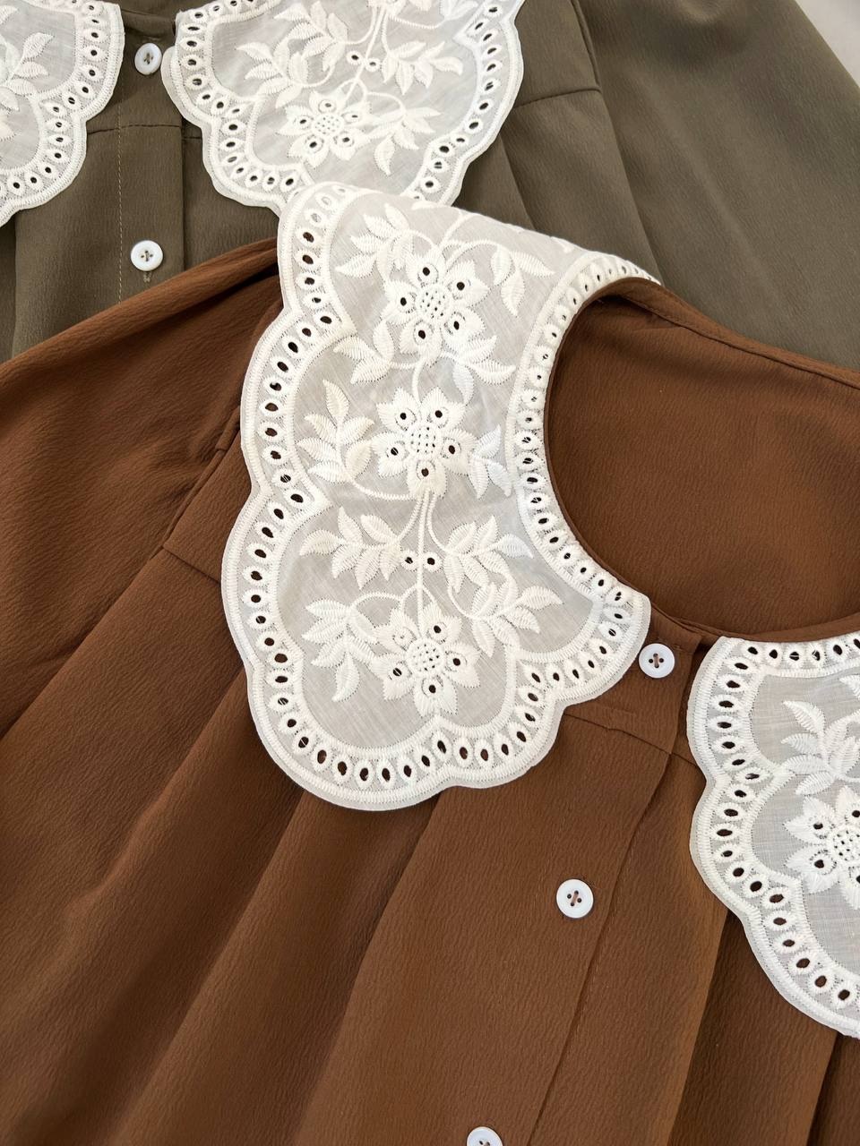 تونیک یقه خامه دوزی جلو دکمه کد 4573