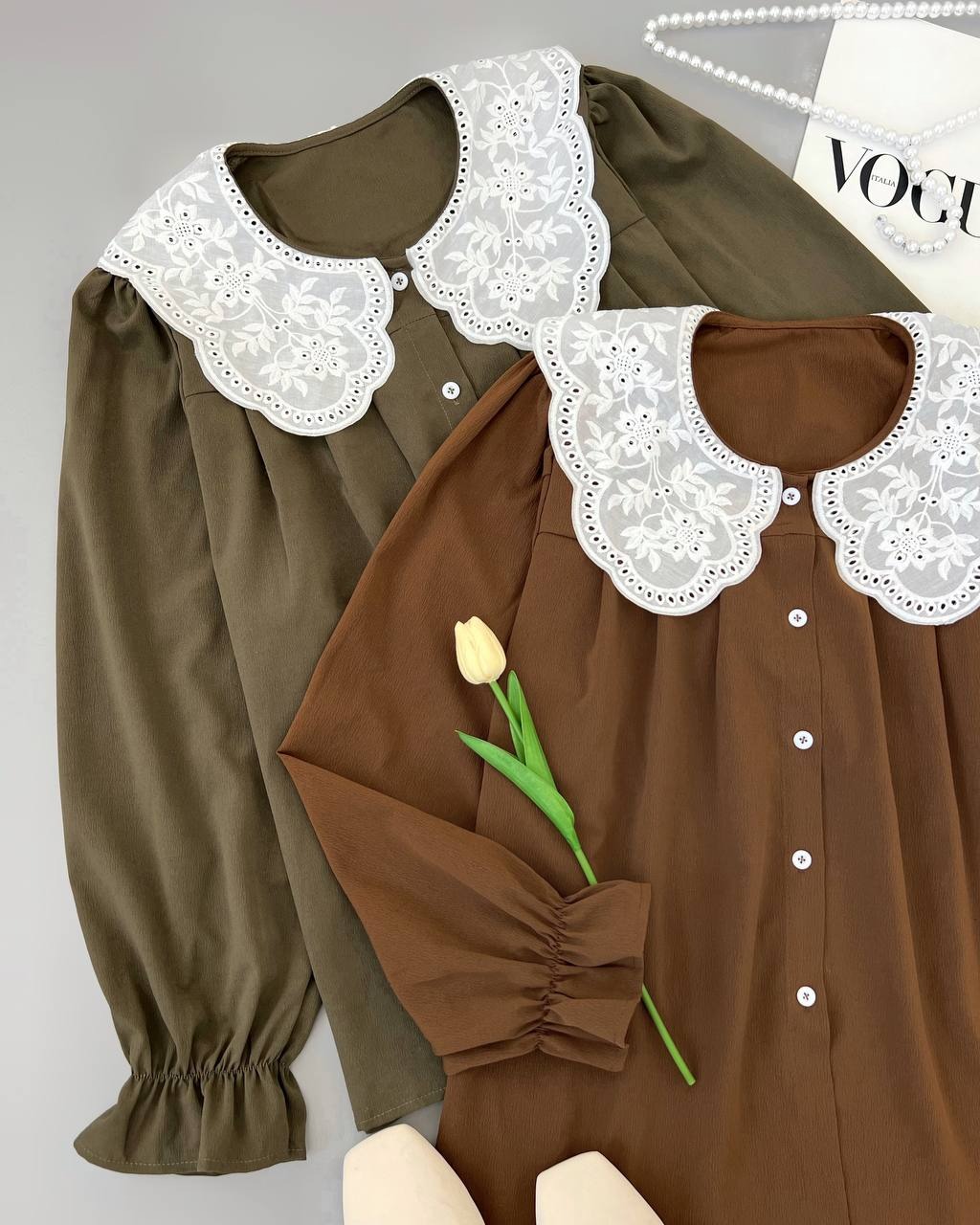 تونیک یقه خامه دوزی جلو دکمه کد 4573