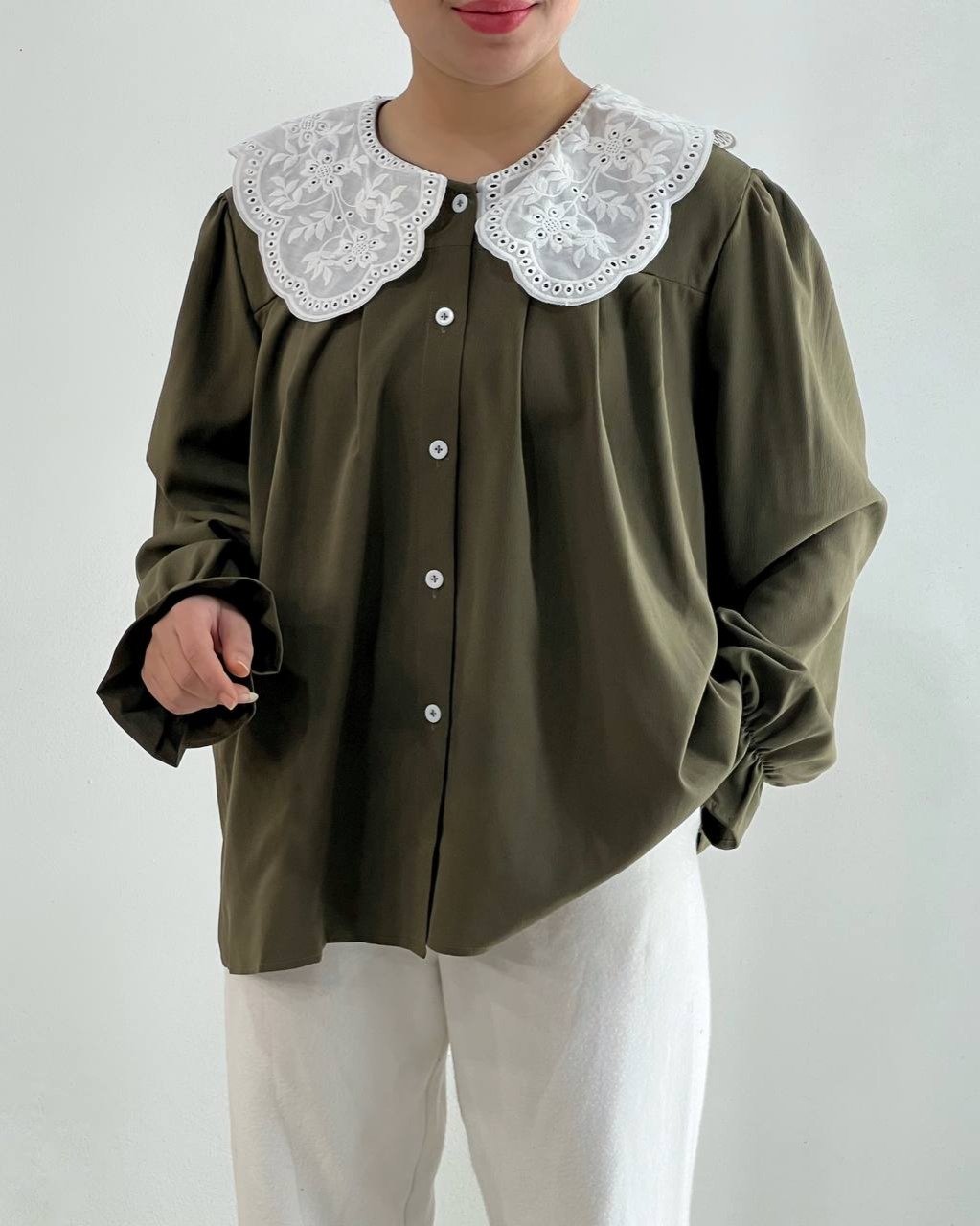 تونیک یقه خامه دوزی جلو دکمه کد 4573