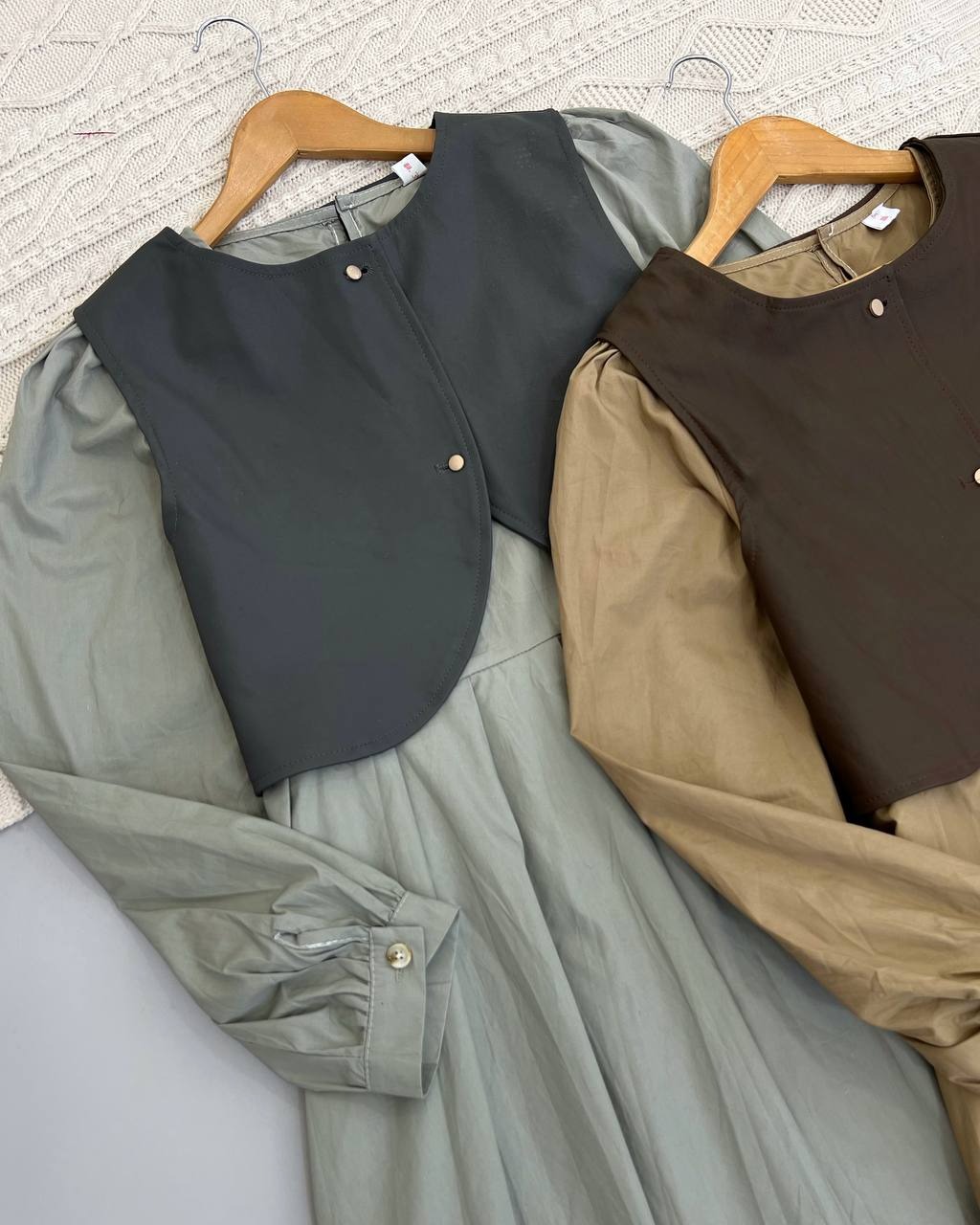 ست پیراهن با جلیقه ی چرم کد 4574