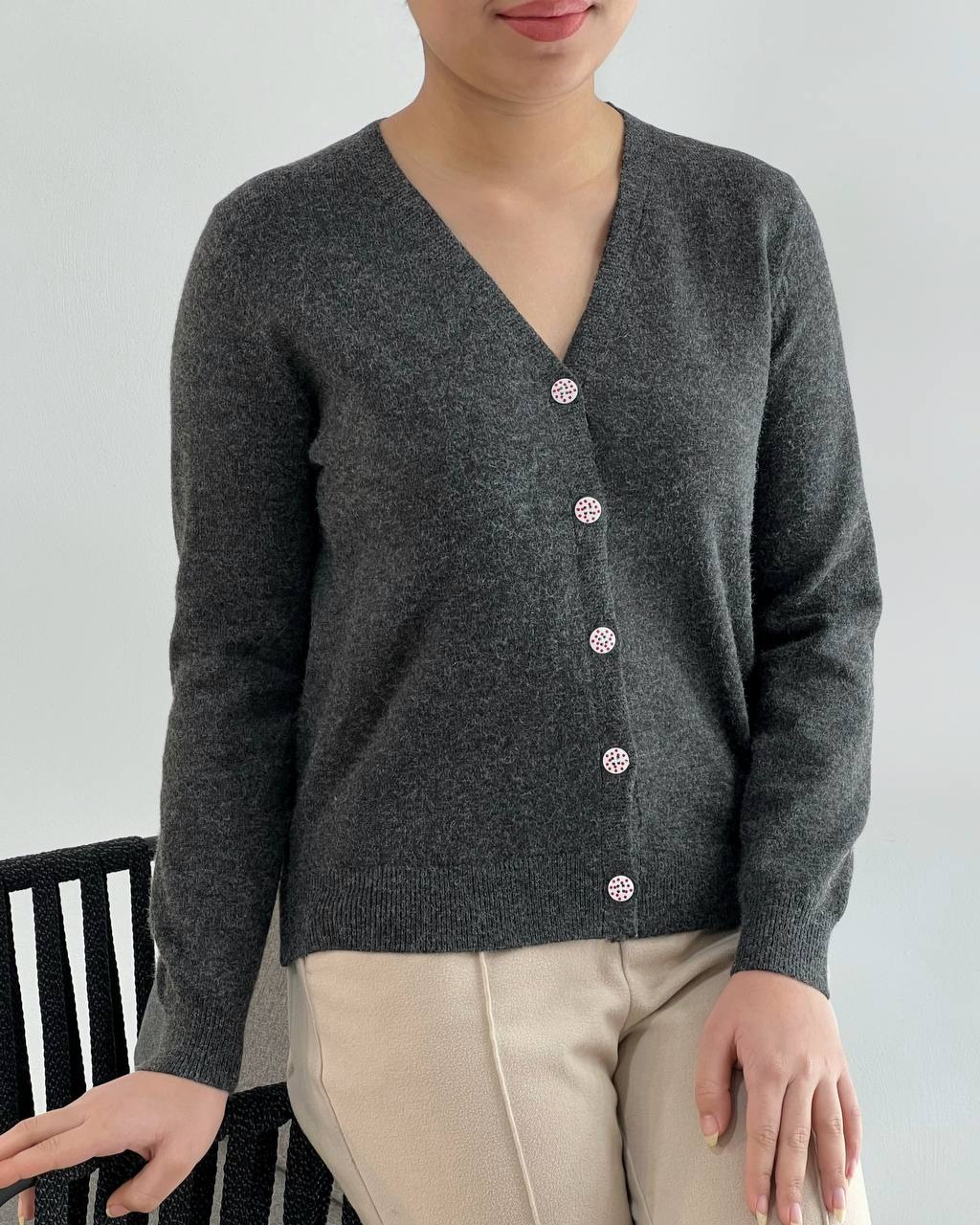 ژاکت بافت جلو دکمه کد 4575