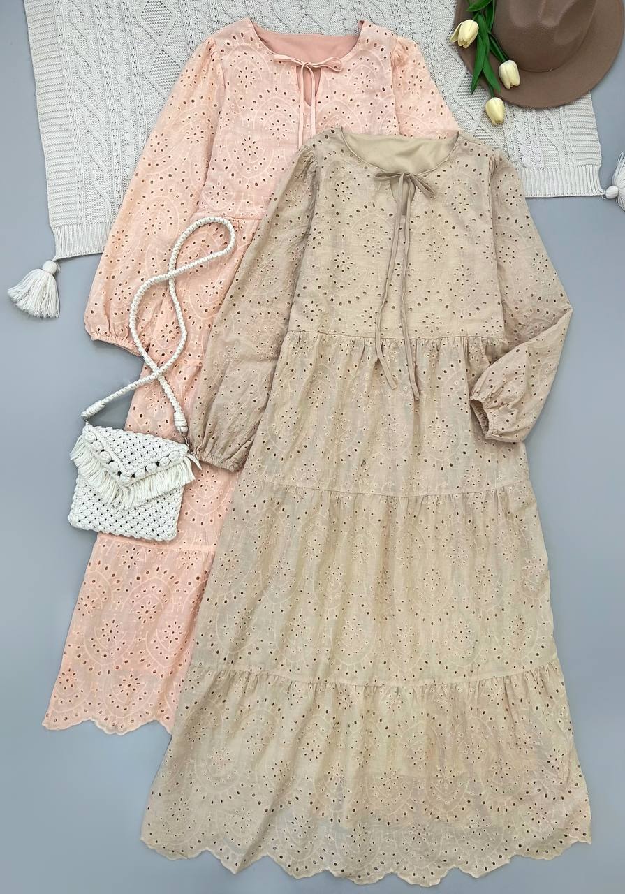 پیراهن تمام خامه دوزی بلند کد 4579