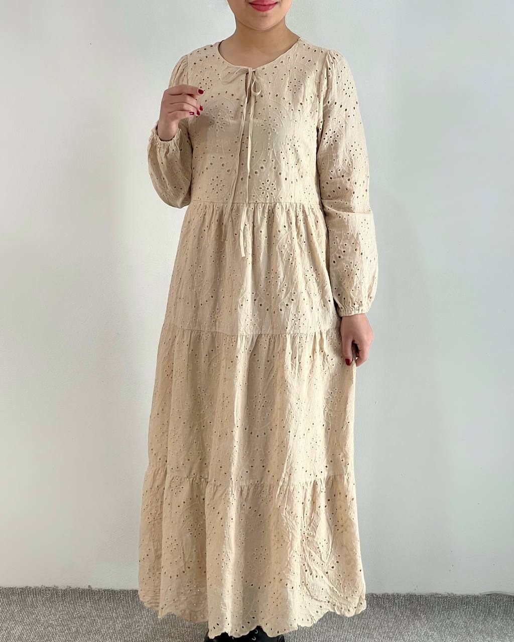 پیراهن تمام خامه دوزی بلند کد 4579