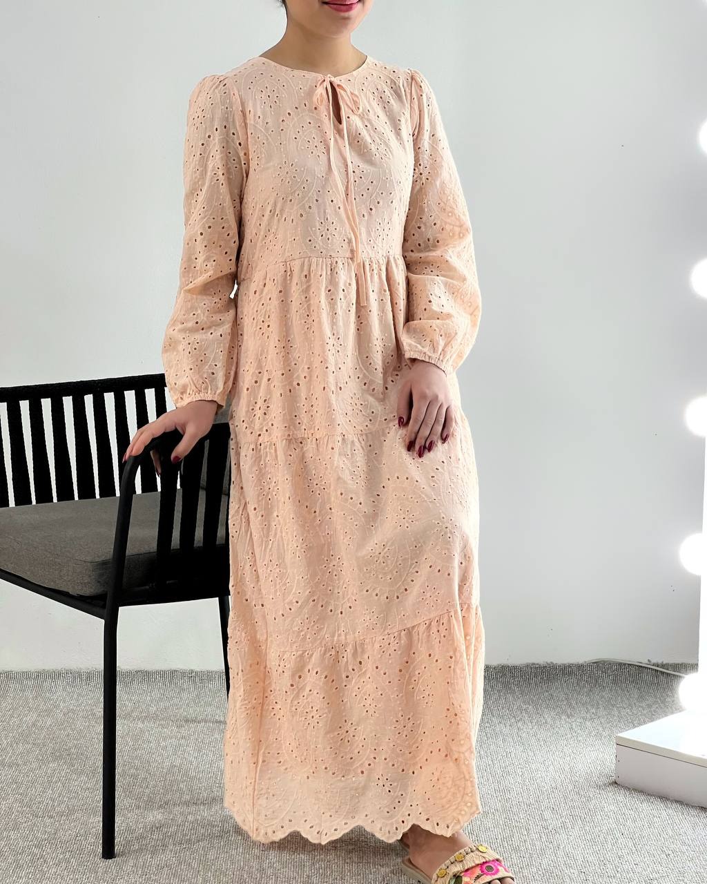 پیراهن تمام خامه دوزی بلند کد 4579