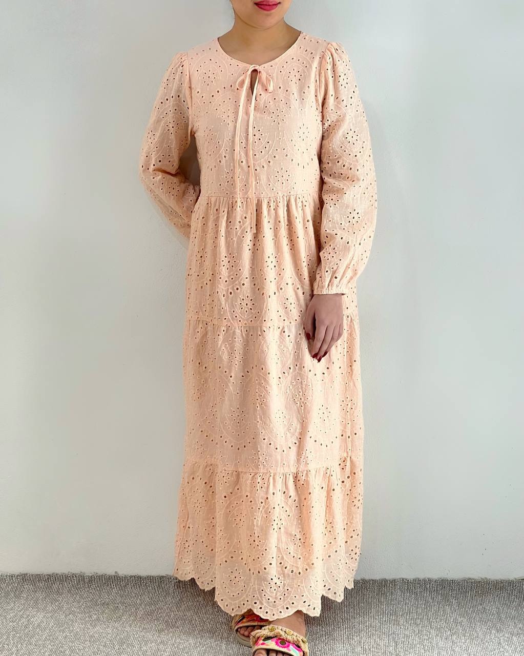 پیراهن تمام خامه دوزی بلند کد 4579