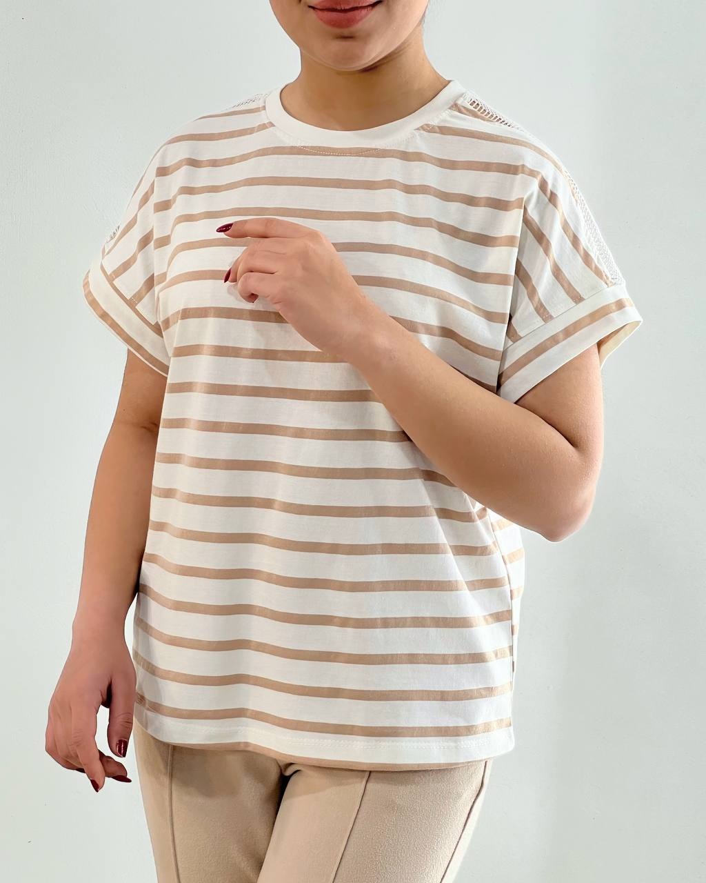 تیشرت سرشانه کار شده کد 4582