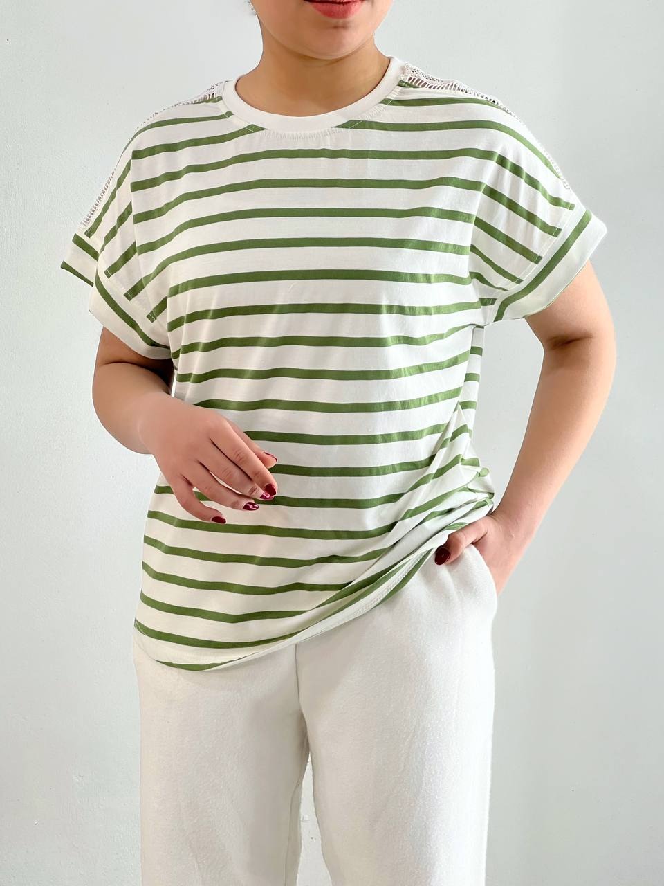 تیشرت سرشانه کار شده کد 4582