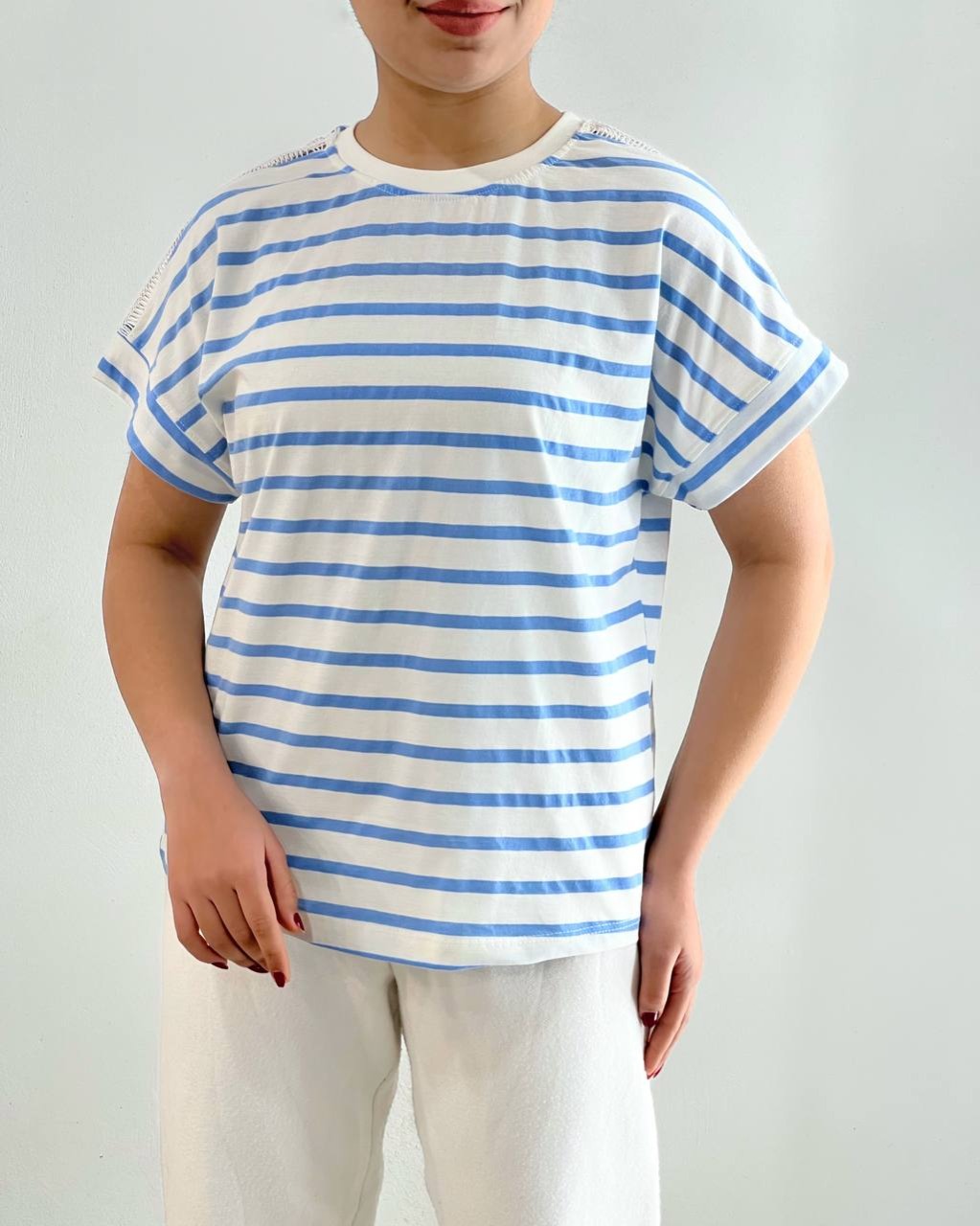 تیشرت سرشانه کار شده کد 4582